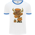 Steampunk Reindeer Funny Christmas Mens White Ringer T-Shirt White/Royal Blue