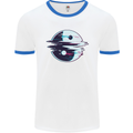 Yin Yang Glitch Yoga Meditation SCI-FI MMA Mens White Ringer T-Shirt White/Royal Blue