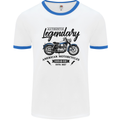 Legendary Motorcycles Biker Cafe Racer Mens White Ringer T-Shirt White/Royal Blue