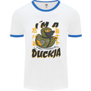 I'm a Duckja Funny Duck Ninja Mens White Ringer T-Shirt White/Royal Blue