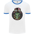 Steampunk Alien Mens White Ringer T-Shirt White/Royal Blue