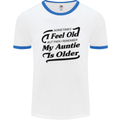 My Auntie is Older 30th 40th 50th Birthday Mens White Ringer T-Shirt White/Royal Blue