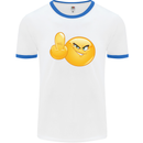 Emoji Middle Finger Flip Funny Offensive Mens White Ringer T-Shirt White/Royal Blue