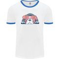 Dogs English Bulldog Mens White Ringer T-Shirt White/Royal Blue