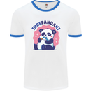Indepandant Funny Independant Panda Bear Mens White Ringer T-Shirt White/Royal Blue
