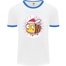 Christmas Bee Merry Funny Novelty Mens White Ringer T-Shirt White/Royal Blue
