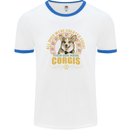 A Corgi Dog Mens Ringer T-Shirt White/Royal Blue