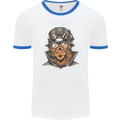 Steampunk Lion Mens White Ringer T-Shirt White/Royal Blue