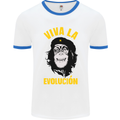 Funny Che Guevara Evolution Monkey Atheist Mens White Ringer T-Shirt White/Royal Blue