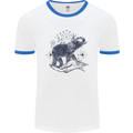 Sacral Style Elephant Meditation Tattoo Art Mens White Ringer T-Shirt White/Royal Blue