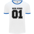 Her King Funny Valentines Day Mens Ringer T-Shirt White/Royal Blue