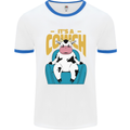 Its a Cowch Funny Cow Mens White Ringer T-Shirt White/Royal Blue