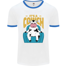 Its a Cowch Funny Cow Mens White Ringer T-Shirt White/Royal Blue