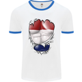 Gym The Dutch Flag Ripped Muscles Holland Mens White Ringer T-Shirt White/Royal Blue