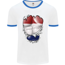 Gym The Dutch Flag Ripped Muscles Holland Mens White Ringer T-Shirt White/Royal Blue