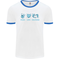 Peace Love Dolphins Mens Ringer T-Shirt White/Royal Blue