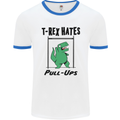 T-Rex Hates Pull Ups Funny Gym Dinosaurs Mens White Ringer T-Shirt White/Royal Blue