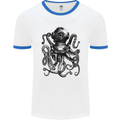 Scuba Octopus Diver Dive Diving Mens White Ringer T-Shirt White/Royal Blue