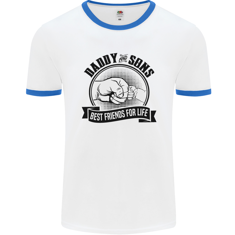 Daddy & Sons Best Friends Father's Day Mens White Ringer T-Shirt White/Royal Blue
