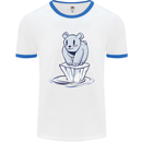 Floating Polar Bear Environment Climate Change Mens Ringer T-Shirt White/Royal Blue
