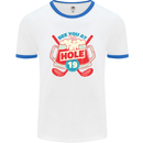 Golf See You at Hole Funny 19th Hole Beer Mens White Ringer T-Shirt White/Royal Blue