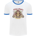 Hell Riders Motorcycle Motorbike Biker Mens White Ringer T-Shirt White/Royal Blue