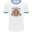Hell Riders Motorcycle Motorbike Biker Mens White Ringer T-Shirt White/Royal Blue