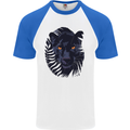 A Black Panther Mens S/S Baseball T-Shirt White/Royal Blue