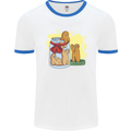 Gingerbread Man Escape Funny Food Mens White Ringer T-Shirt White/Royal Blue