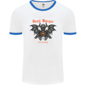 Devil Burger Demon Satan Grim Reaper BBQ Mens White Ringer T-Shirt White/Royal Blue