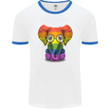 LGBT Elephant Gay Pride Day Awareness Mens White Ringer T-Shirt White/Royal Blue