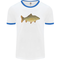 A Carp Fish Fishing Fisherman Mens White Ringer T-Shirt White/Royal Blue