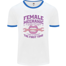 Funny Female Mechanic Mens White Ringer T-Shirt White/Royal Blue