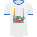 Photography Camera Around Neck Mens White Ringer T-Shirt White/Royal Blue