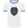 Ram Skull With Respirator Mens White Ringer T-Shirt White/Royal Blue