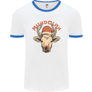 Muhdolf Funny Rudolf Christmas Cow Mens White Ringer T-Shirt White/Royal Blue