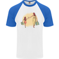 Mum and Daughter Shopping Mens S/S Baseball T-Shirt White/Royal Blue