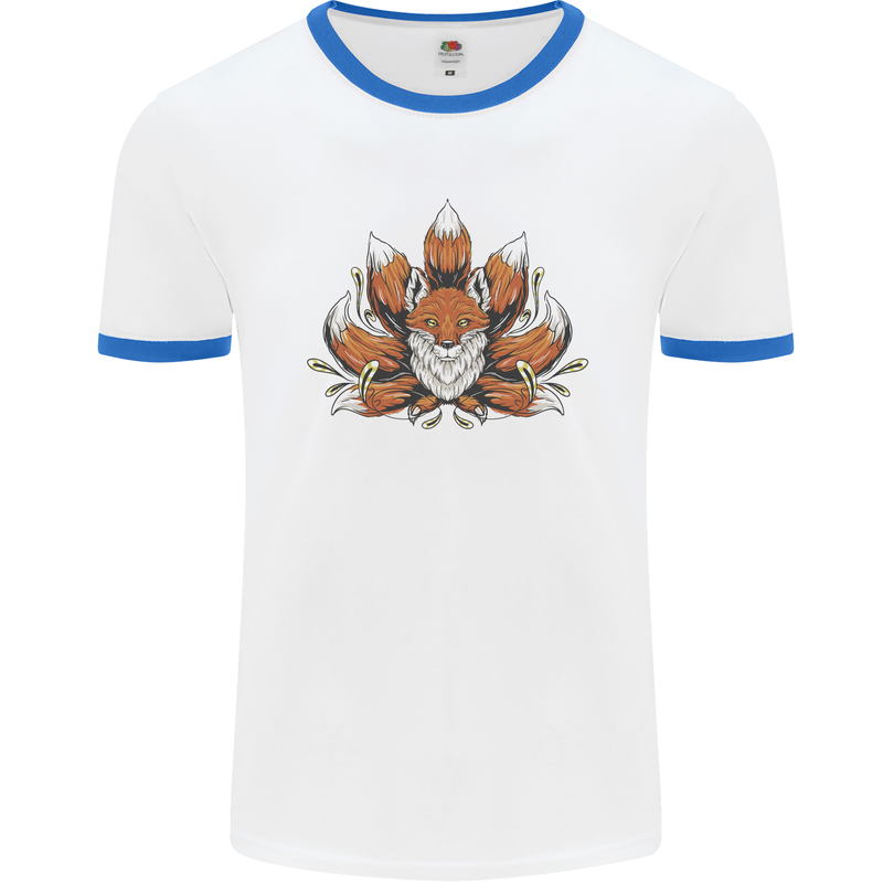A Trippy Fox With Seven Tails Mens Ringer T-Shirt White/Royal Blue