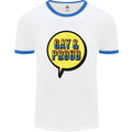 Gay and Proud LGBT Pride Awareness Mens White Ringer T-Shirt White/Royal Blue