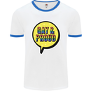 Gay and Proud LGBT Pride Awareness Mens White Ringer T-Shirt White/Royal Blue
