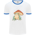 A Frog Under a Toadstool Umbrella Toad Mens White Ringer T-Shirt White/Royal Blue