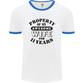 11th Wedding Anniversary 11 Year Funny Wife Mens Ringer T-Shirt White/Royal Blue