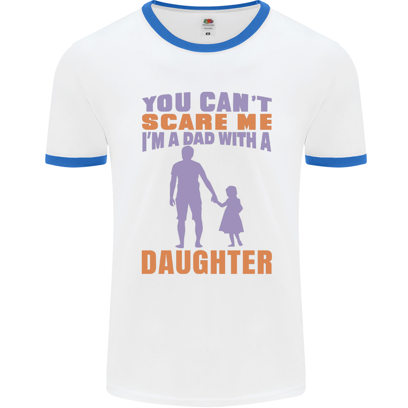 Dad With a Daughter Funny Fathers Day Mens Ringer T-Shirt White/Royal Blue