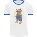 An Infant Highland Cow Cattle Bull Mens Ringer T-Shirt White/Royal Blue