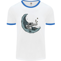 Cryptocurrency Mining the Moon Mens White Ringer T-Shirt White/Royal Blue