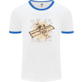 Flying Steampunk Dog Mens White Ringer T-Shirt White/Royal Blue