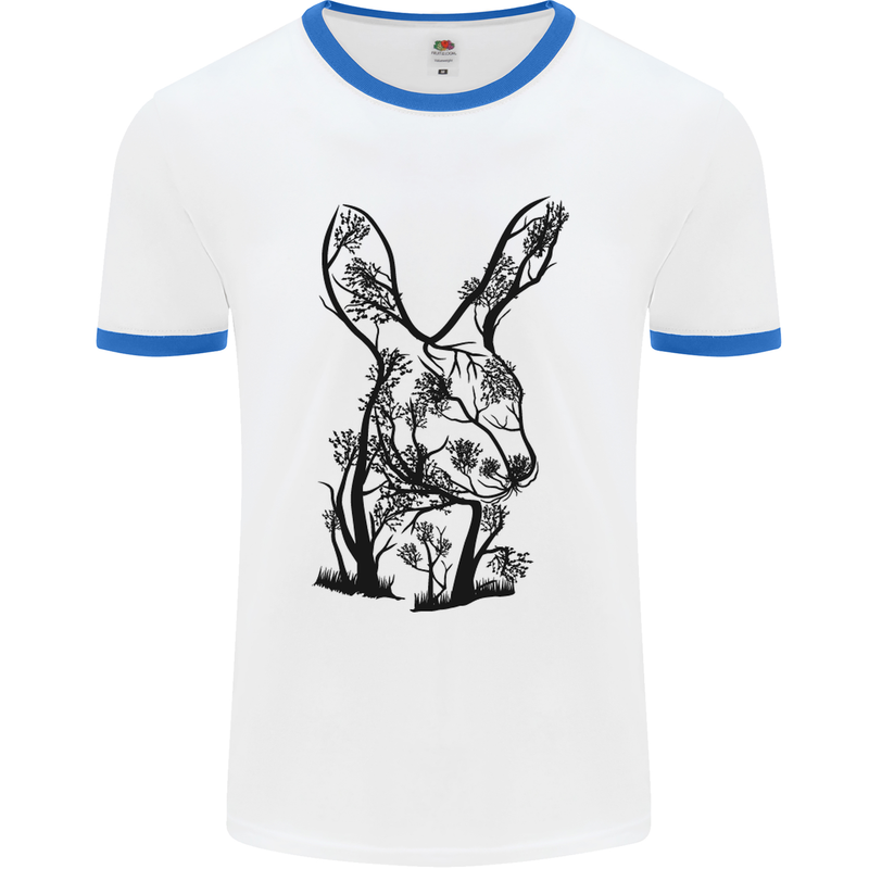 Rabbit Ecology Mens White Ringer T-Shirt White/Royal Blue