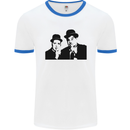 Dick and Doof Aka Laurel & Hardy Mens White Ringer T-Shirt White/Royal Blue