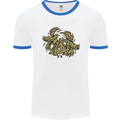 Valknut Symbol With Ravens Vikings Mens White Ringer T-Shirt White/Royal Blue