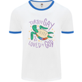 LGBT Turtle Loved By God Gay Pride Mens White Ringer T-Shirt White/Royal Blue